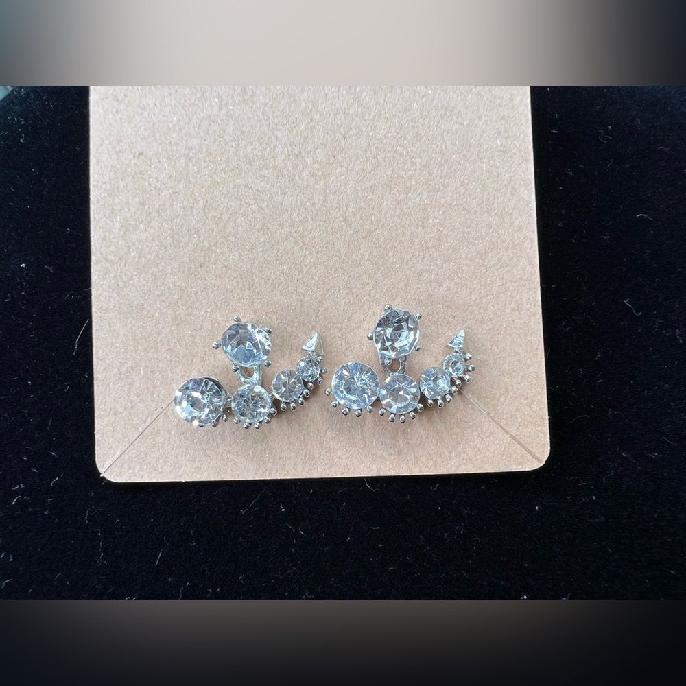 Faux Diamond Stud Earrings with Faux Diamond Jacket Cuff